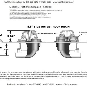 SCP roof drain sump pan detail